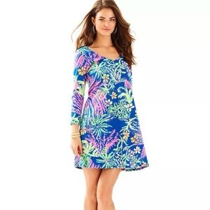 Lilly Pulitzer Erin Cotton Mini Dress in Indigo All A Glow Sz XS